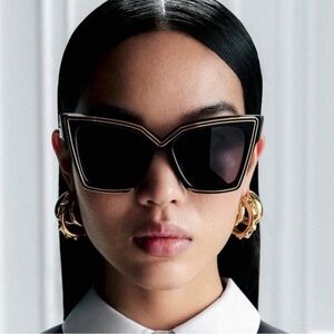 New! Valentino V Grace VLS 126A, Black and Gold Sunglasses, Authentic
